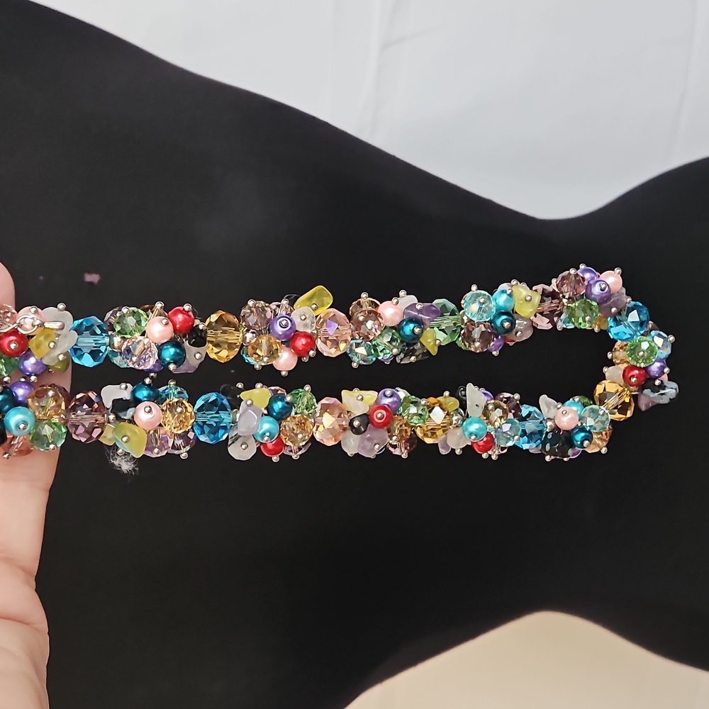 Woven Beaded Necklace Multicolor - Picture 2 of 11
